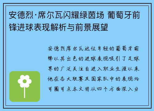 安德烈·席尔瓦闪耀绿茵场 葡萄牙前锋进球表现解析与前景展望